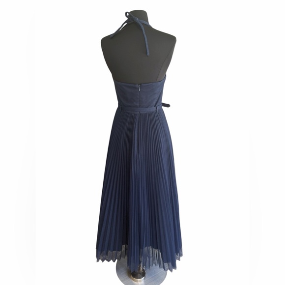 Hutch Anthropologie Rumor Sweetheart Pleated Tulle Midi Dress Navy Blue Womens 2 - Picture 9 of 11